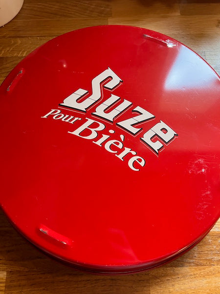 Plateau de bar vintage en tôle Suze pour bière