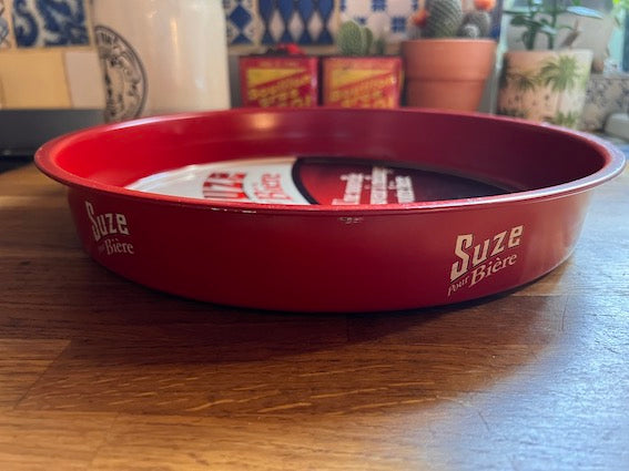 Plateau de bar vintage en tôle Suze pour bière