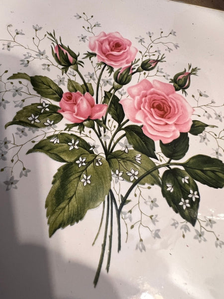 Dessous de plat vintage motifs roses - faïence Mettlach Germany