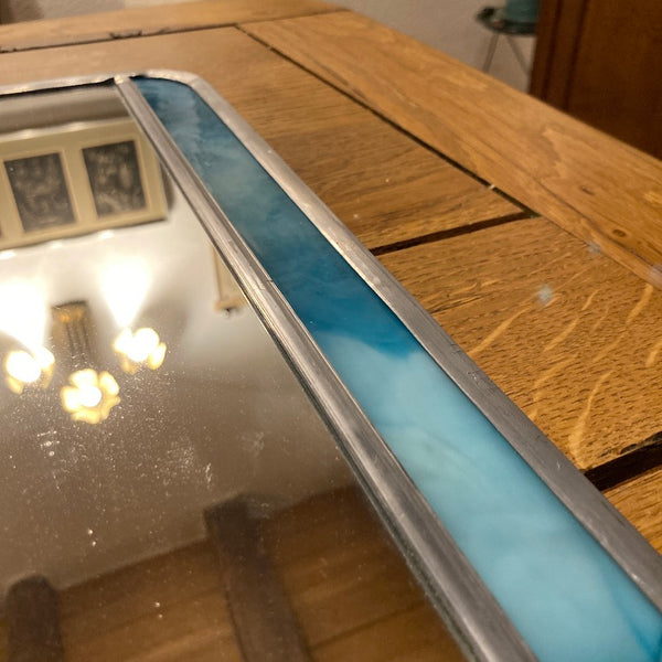 Miroir vitrail vintage en verre et plomb