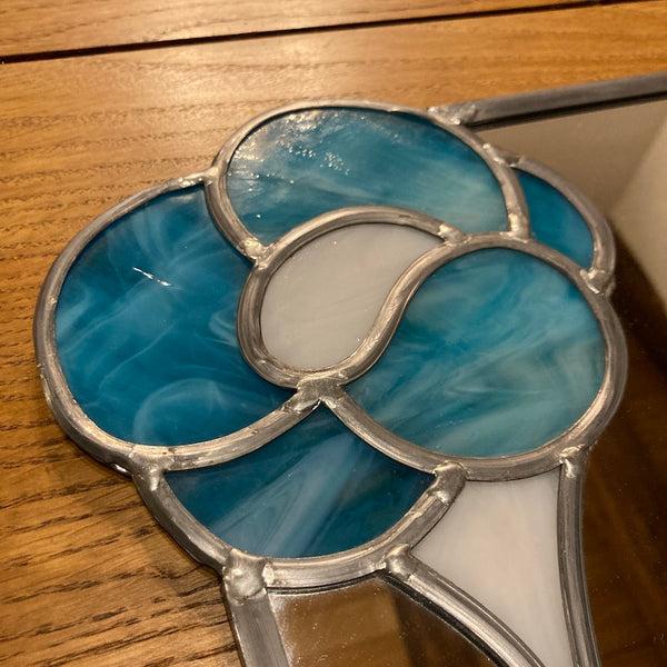 Miroir vitrail vintage en verre et plomb