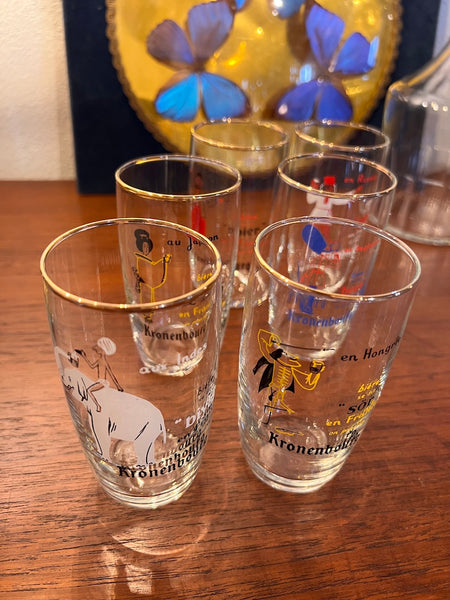 Lot de 6 verres de bistrot à bières vintages Kronenbourg