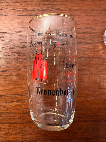 Lot de 6 verres de bistrot à bières vintages Kronenbourg