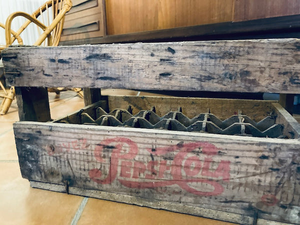 Caisse en boite Pepsi-Cola vintage en bois 24 compartiments