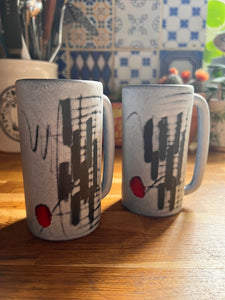 2 mugs à anse vintages en céramique François Caléca Vallauris - Années 60