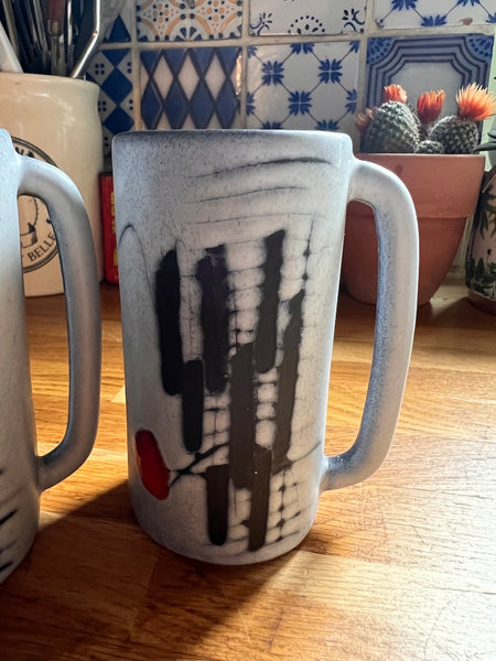 2 mugs à anse vintages en céramique François Caléca Vallauris - Années 60