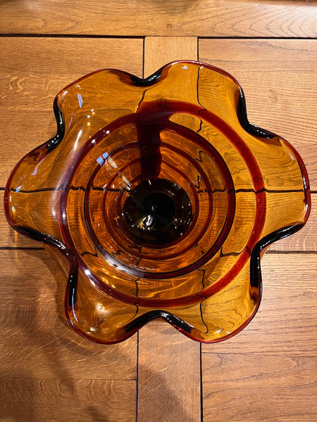 Coupe à fruits vintage en verre soufflé Murano