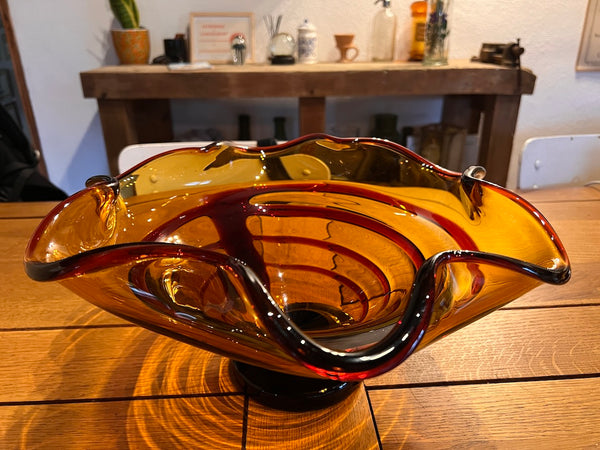 Coupe à fruits vintage en verre soufflé Murano