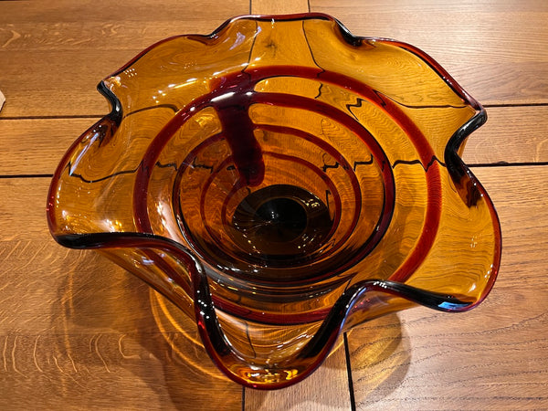 Coupe à fruits vintage en verre soufflé Murano