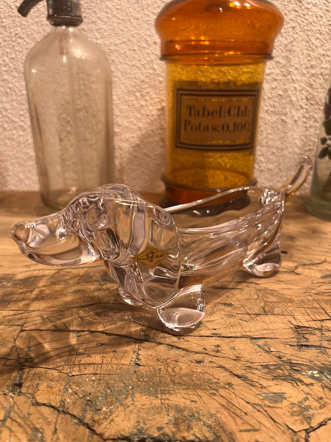 Vide poche / cendrier vintage Teckel en cristal Vannes le Châtel