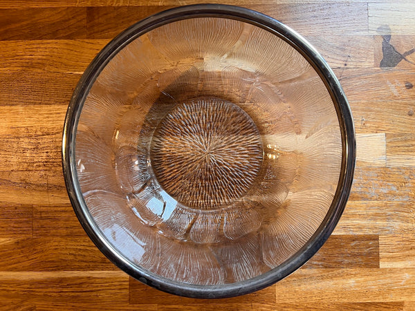 Saladier et couverts vintages en verre et métal plaqué argent - Made in Italy