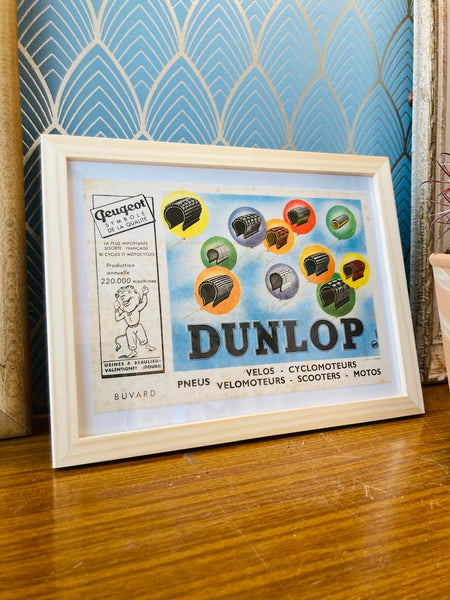 Buvard publicitaire vintage Dunlop encadré