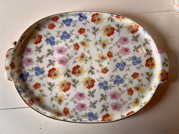 Service à assaisonnement vintage à fleurs en porcelaine - Tchécoslovaquie