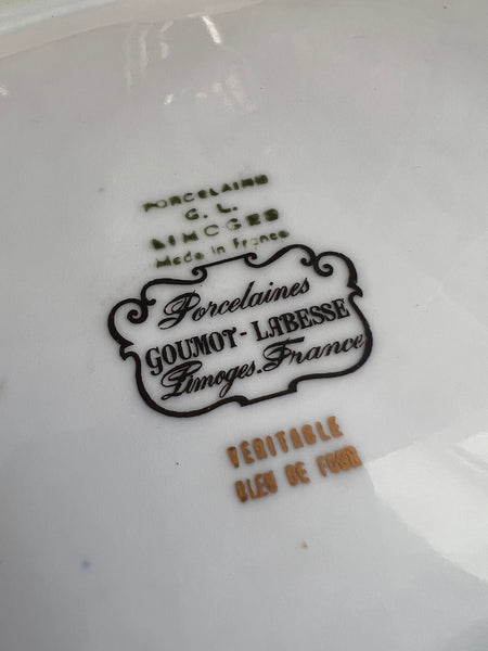 Petit plateau / vide-poche en porcelaine de Limoges Bleu de four Goumot Labesse
