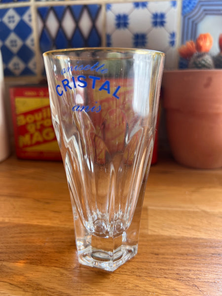 6 verres vintages Anisette Cristal Anis aux liserés dorés - Italy