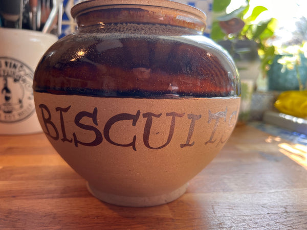Pot à biscuits vintage en grès