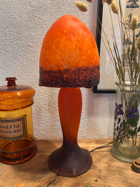 Lampe champignon vintage en pâte de verre signée Dei Rossi