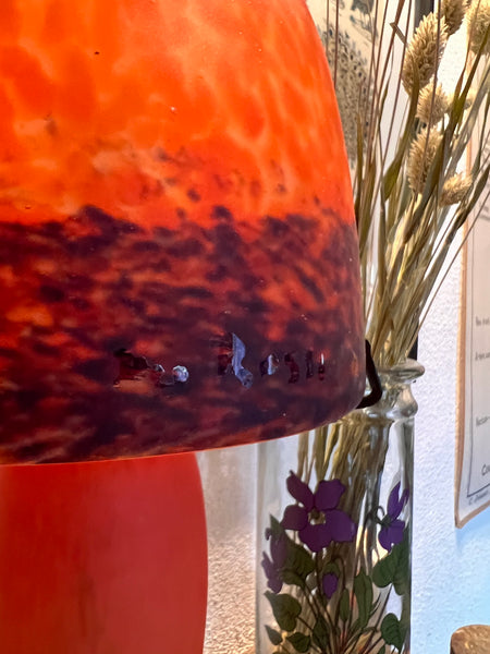 Lampe champignon vintage en pâte de verre signée Dei Rossi