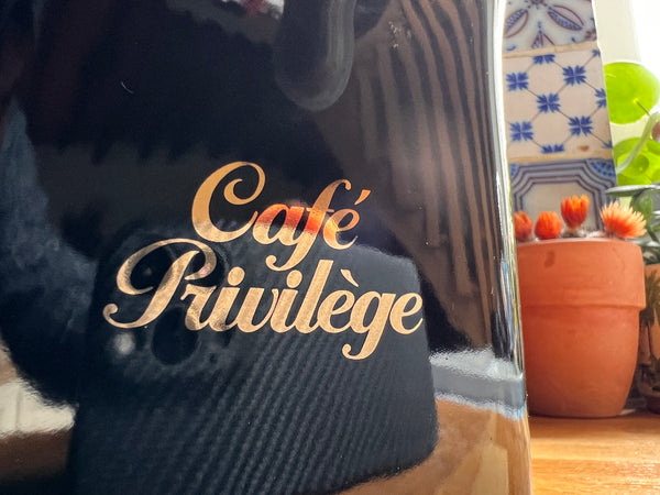 Boîte / pot à café moulu vintage en céramique Café Privilège