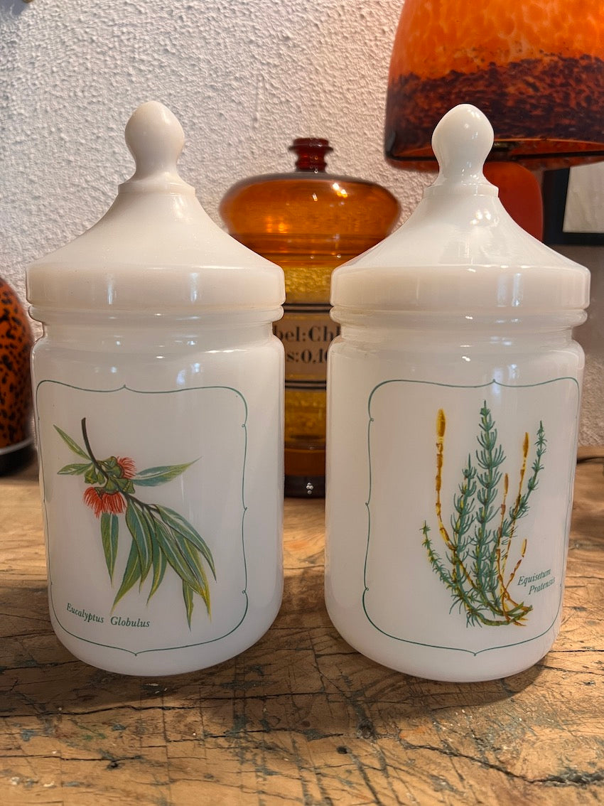Duo de pots vintages en opaline - France - Années 70