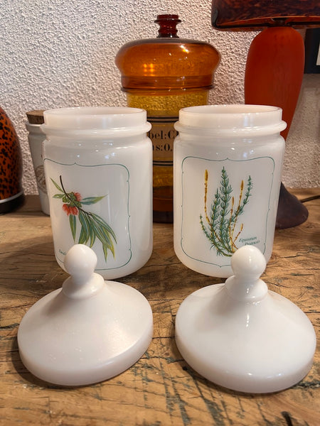 Duo de pots vintages en opaline - France - Années 70