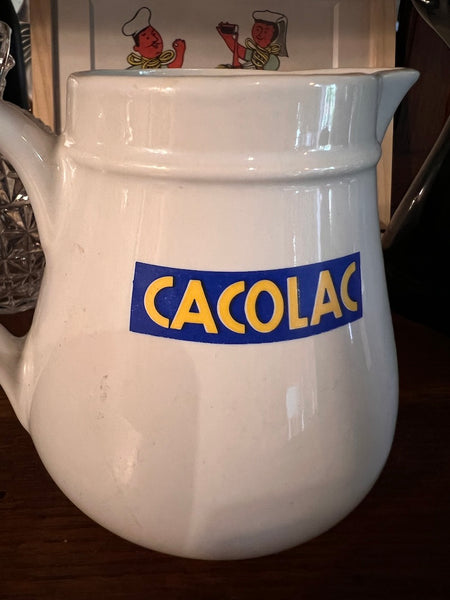 Petit pichet vintage Cacolac en céramique blanche