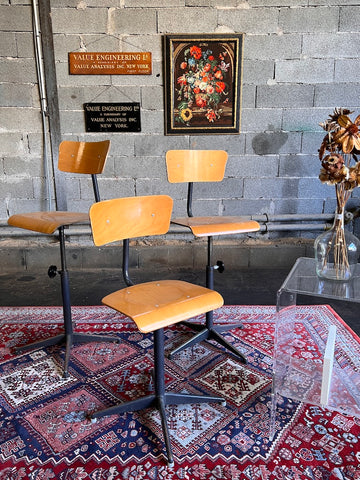 Chaise d'atelier industrielle / de bureau vintage pivotante et réglable - Années 70