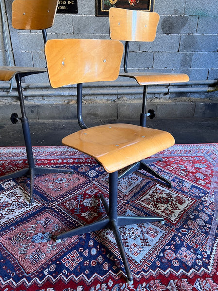Chaise d'atelier industrielle / de bureau vintage pivotante et réglable - Années 70