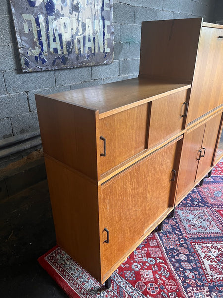 Bibliothèque vitrine vintage modulable style moderniste / Minvielle - Années 50/60
