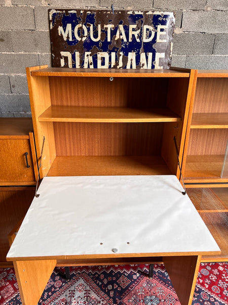 Bibliothèque vitrine vintage modulable style moderniste / Minvielle - Années 50/60