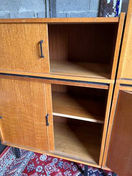 Bibliothèque vitrine vintage modulable style moderniste / Minvielle - Années 50/60