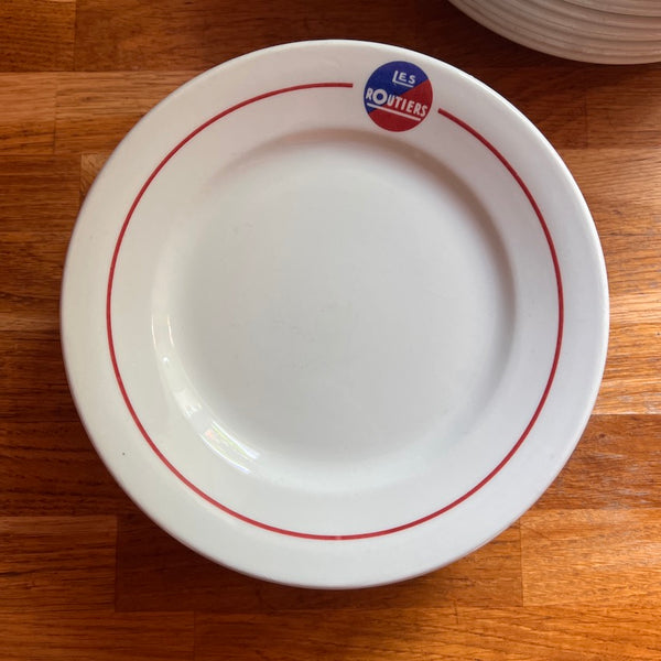 Assiette à dessert vintage Les Routiers Pyroblan en Porcelaine - France - Années 70