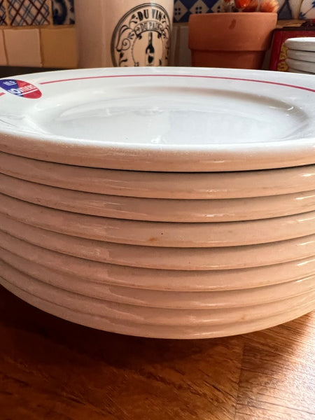 Assiette à dessert vintage Les Routiers Pyroblan en Porcelaine - France - Années 70