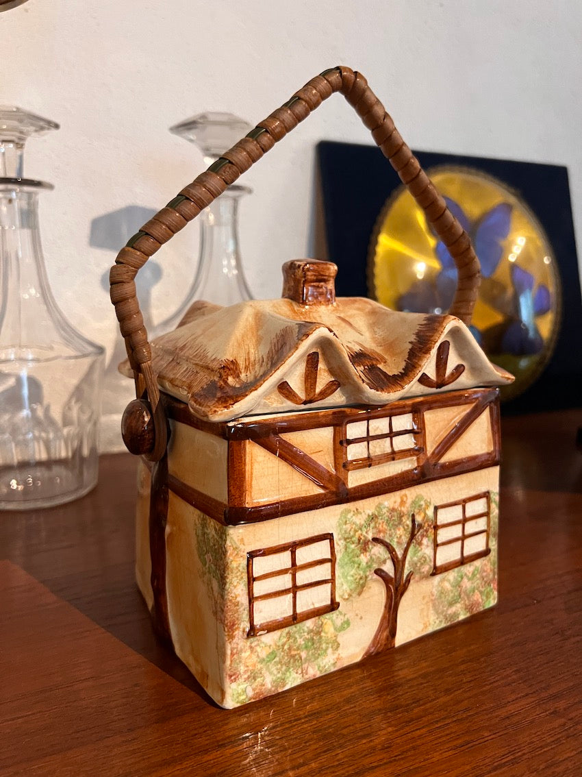 Boite à biscuit vintage dite "Cottage Ware" en barbotine - Angleterre - Années 60/70