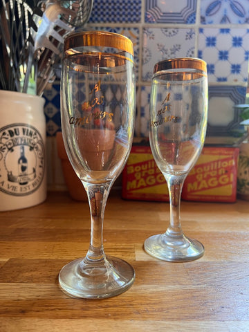 Duo de flûtes à champagne vintages A nos amours