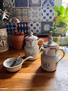 Service de petit-déjeuner de bistrot vintage Apilco Porcelaine d'Auteuil - Années 80