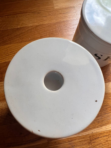 2 pots de cuisine vintages en céramique Farine et Sel - Faïencerie de Charolles