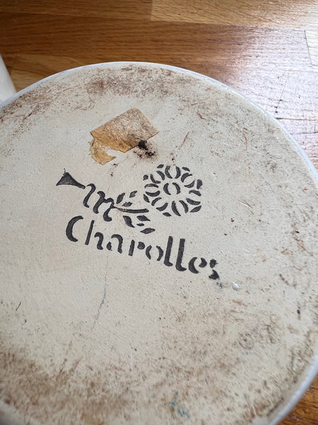 2 pots de cuisine vintages en céramique Farine et Sel - Faïencerie de Charolles