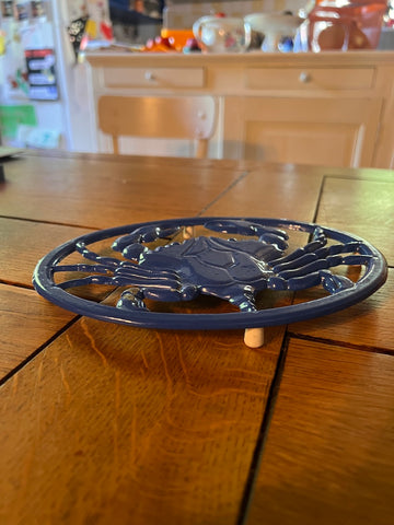 Dessous de plat vintage Crabe bleu en métal