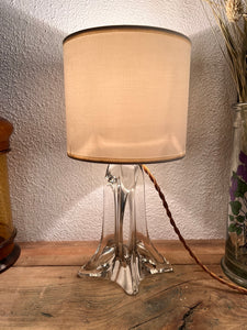 Lampe de table ancienne au pied en cristal