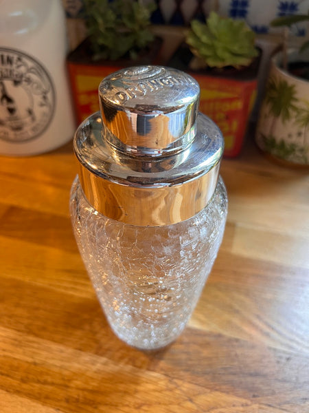 Shaker vintage Orangina en verre et métal - Années 80