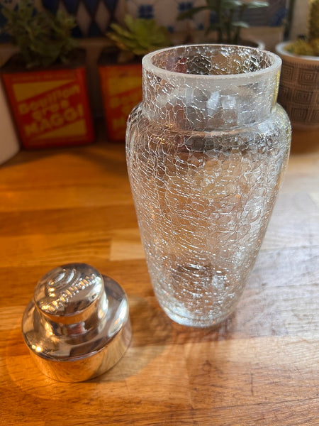 Shaker vintage Orangina en verre et métal - Années 80