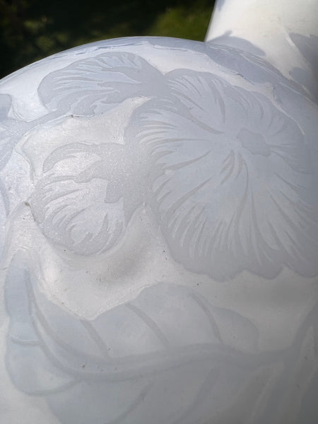 Vase vintage en verre soufflé à la bouche et gravé à l'acide Gallé Tip 24cm