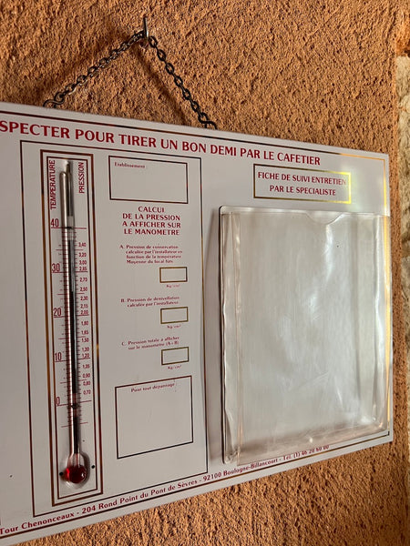 Cadre métallique vintage Kanterbrau SA de bistrot avec son thermomètre - Années 70