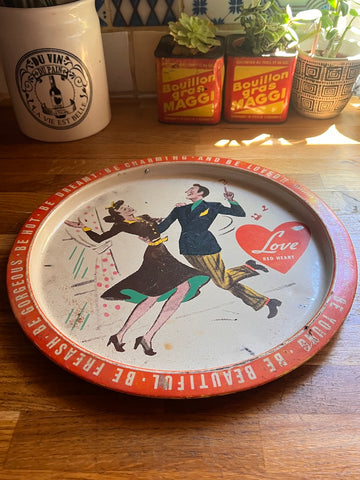 Plateau de service de bistrot vintage en métal