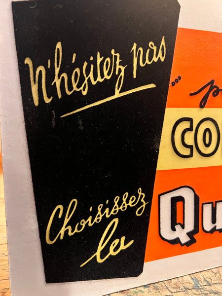 Panneau publicitaire vintage en carton fluo et velours