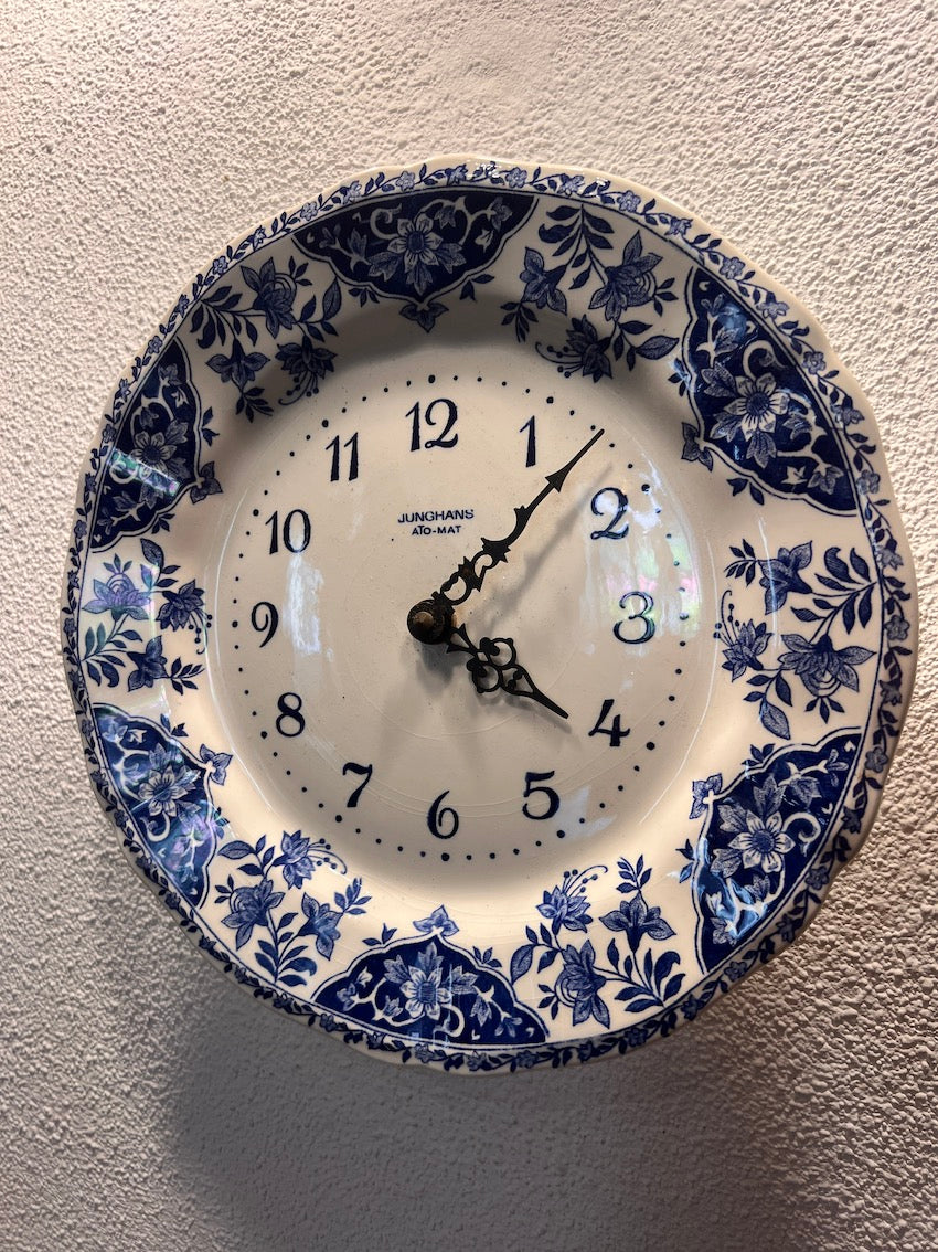 Horloge / assiette vintage Junghans Ato-Mat en faïence de Gien - Germany
