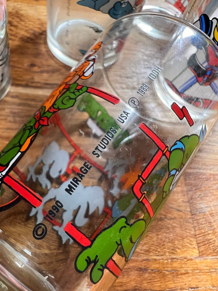 Lot de 7 verres vintages Moutarde Amora de dessins animés )- Années 70/80