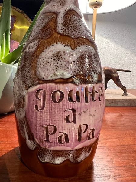 Bouteille vide vintage Goutte à Papa en céramique