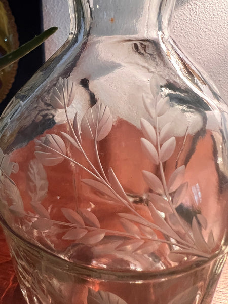 Bouteille vintage en verre gravé "Prune" faite-maison